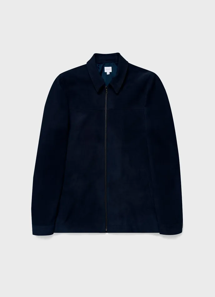 Jackets and Coats Men Suede Harrington Jacket Navy ussunspel