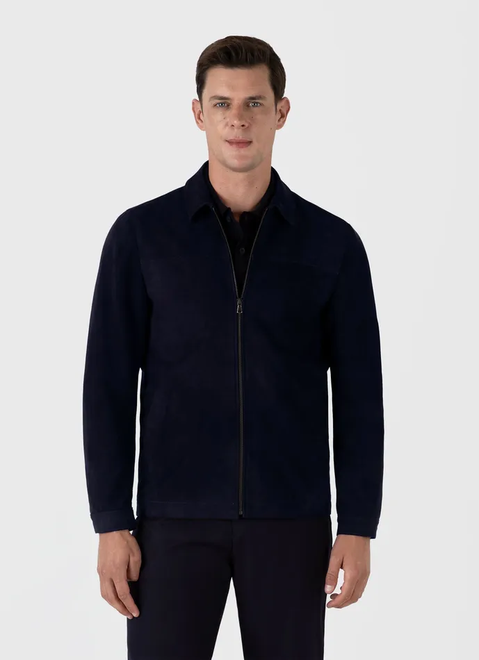 Jackets and Coats Men Suede Harrington Jacket Navy ussunspel Jackets and Coats Men Suede Harrington Jacket Navy ussunspel
