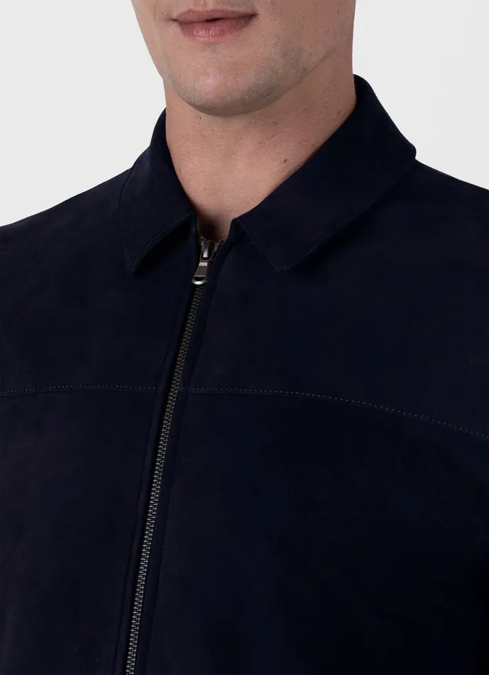 Jackets and Coats Men Suede Harrington Jacket Navy ussunspel Jackets and Coats Men Suede Harrington Jacket Navy ussunspel