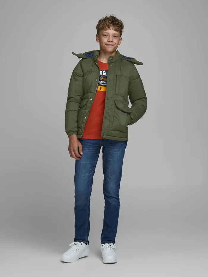 Jackets JACK and JONES Junior BOYS MULTI POCKET PUFFER JACKET Green Forest Night