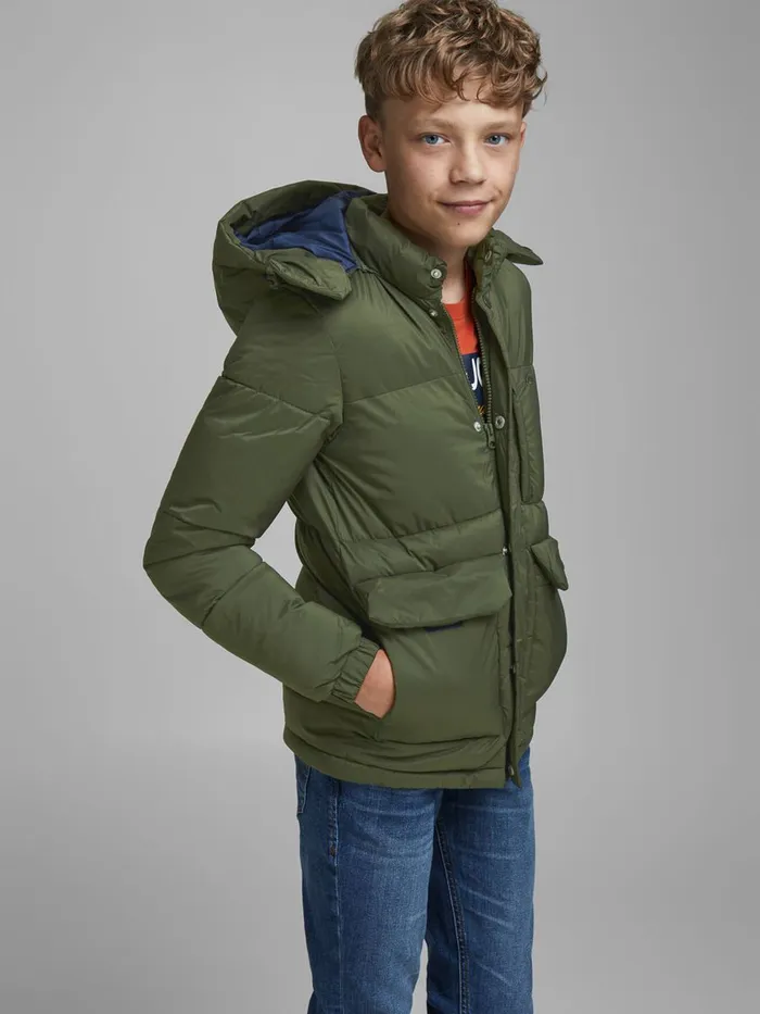 Jackets JACK and JONES Junior BOYS MULTI POCKET PUFFER JACKET Green Forest Night