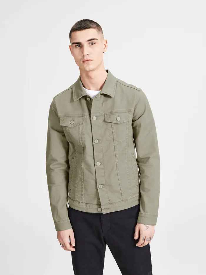 Jackets JACK and JONES Mens ALVIN AKM 528 STS DENIM JACKET Green Aluminum