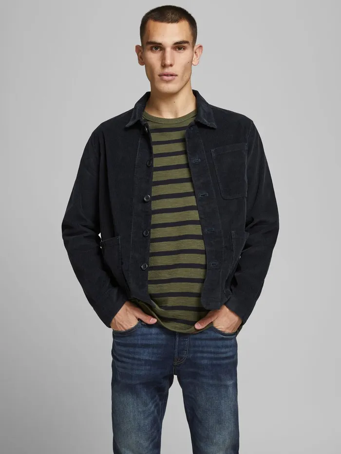 Jackets JACK and JONES Mens COURDOROY JACKET Blue Navy Blazer