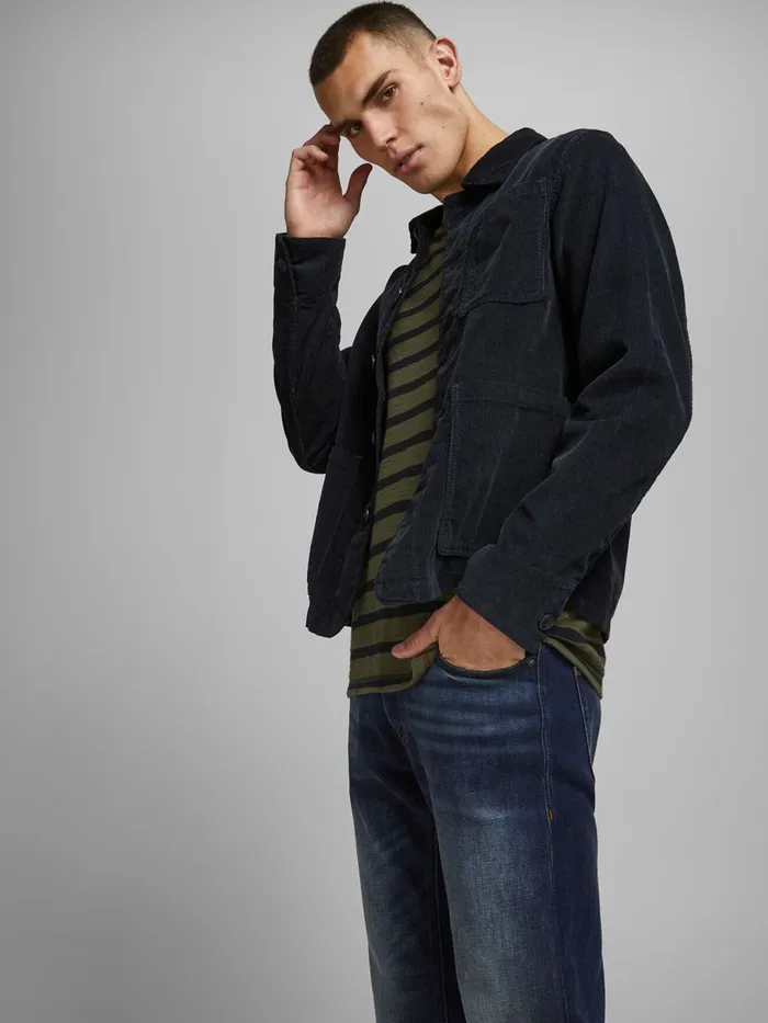 Jackets JACK and JONES Mens COURDOROY JACKET Blue Navy Blazer