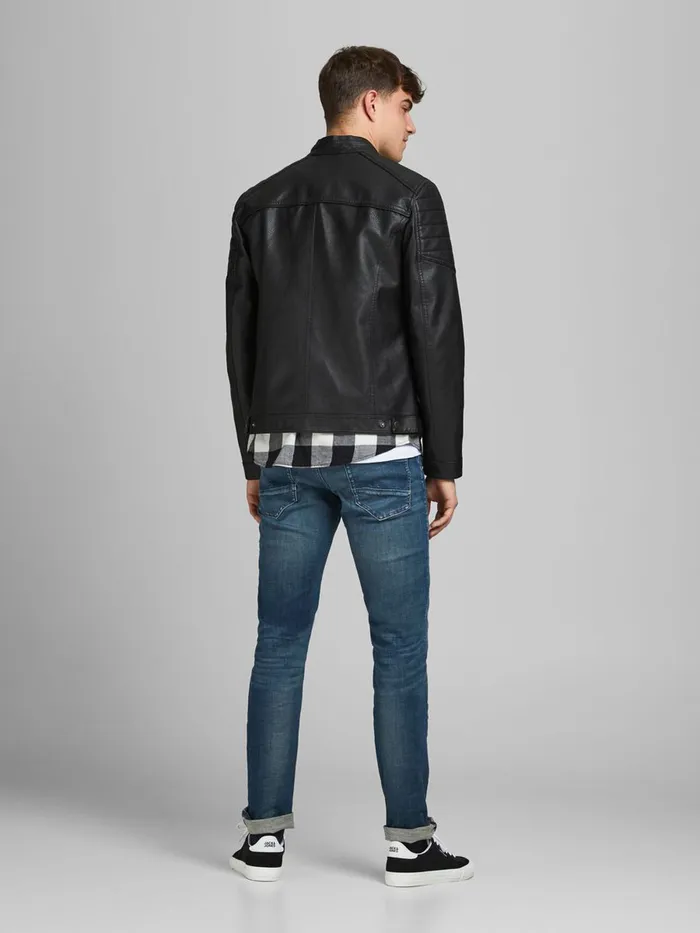 Jackets JACK and JONES Mens FAUX LEATHER JACKET Black Black