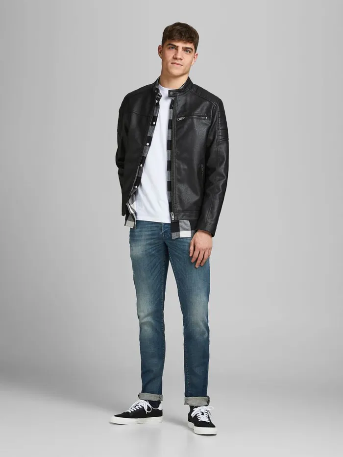 Jackets JACK and JONES Mens FAUX LEATHER JACKET Black Black