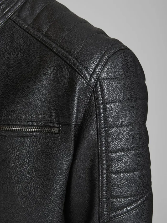Jackets JACK and JONES Mens FAUX LEATHER JACKET Black Black