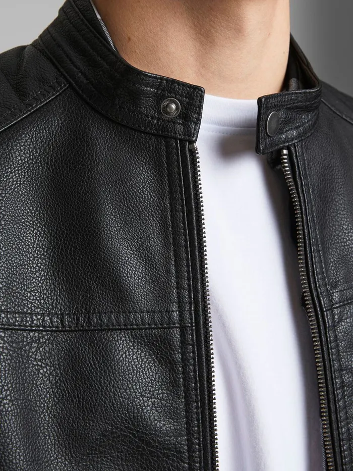 Jackets JACK and JONES Mens FAUX LEATHER JACKET Black Black