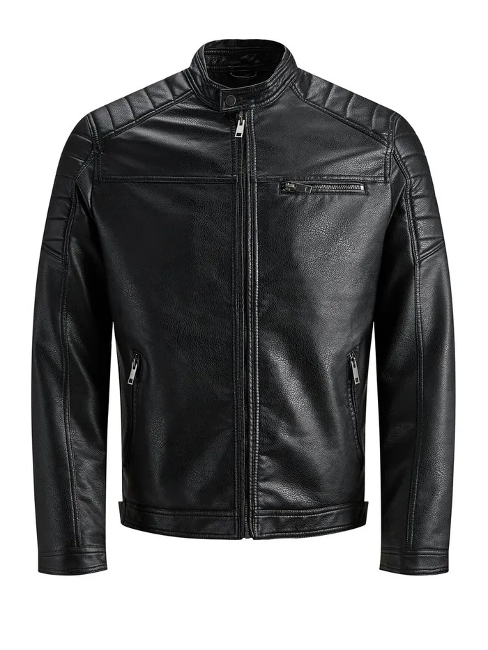 Jackets JACK and JONES Mens FAUX LEATHER JACKET Black Black