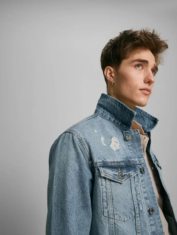 Jackets JACK and JONES Mens JEAN NA 041 DENIM JACKET Blue Blue Denim