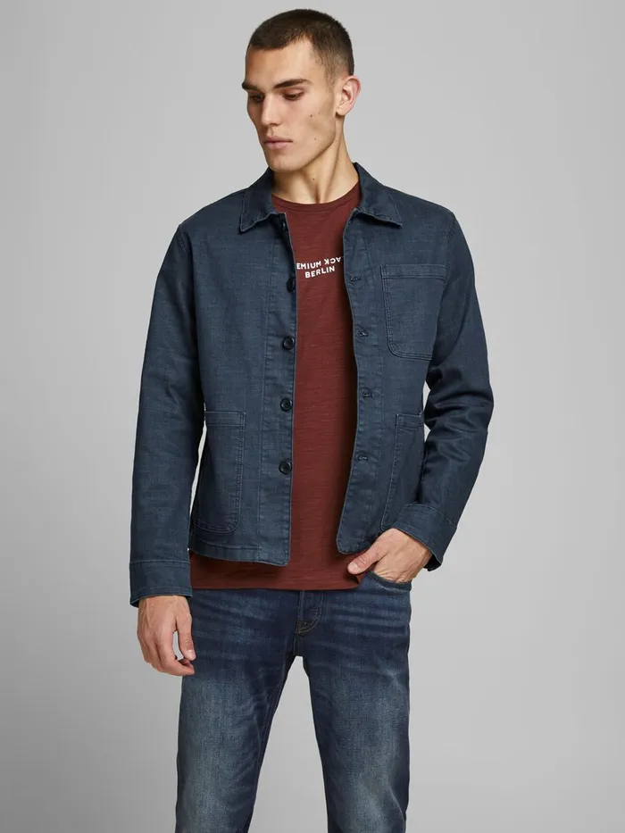 Jackets JACK and JONES Mens LUCAS RECYCLED COTTON DENIM JACKET Blue Blue Denim