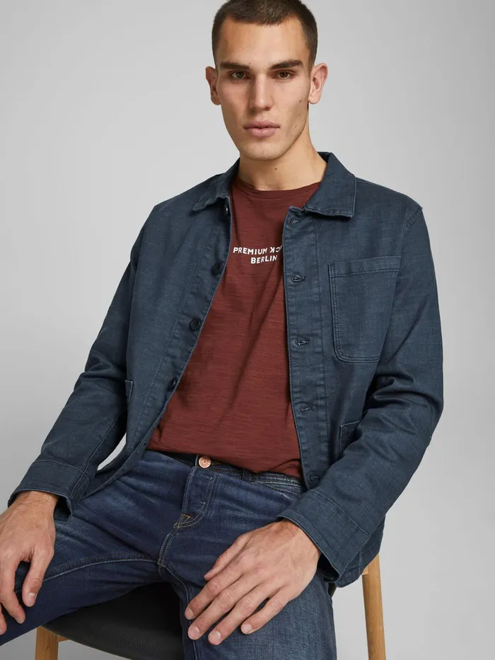 Jackets JACK and JONES Mens LUCAS RECYCLED COTTON DENIM JACKET Blue Blue Denim