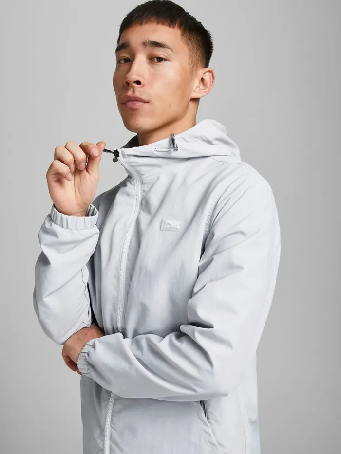 Jackets JACK and JONES Mens MESHLINED HOOD LIGHTWEIGHT JACKET Grey Glacier Gray
