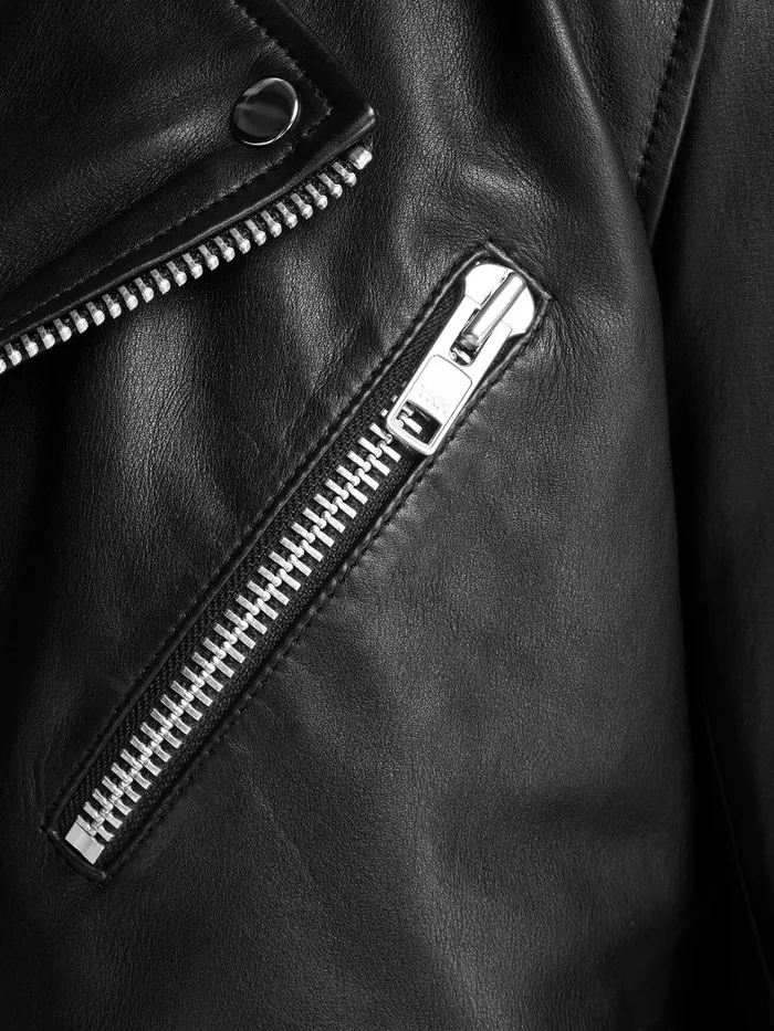Jackets JACK and JONES Mens RDD BIKER LEATHER JACKET Black Black