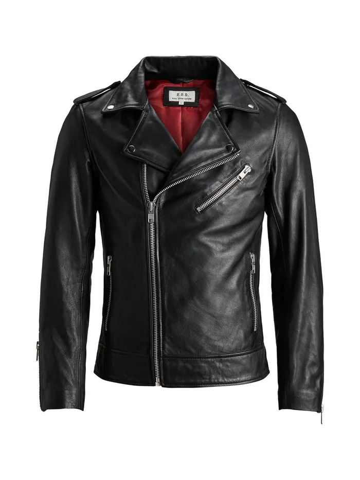 Jackets JACK and JONES Mens RDD BIKER LEATHER JACKET Black Black