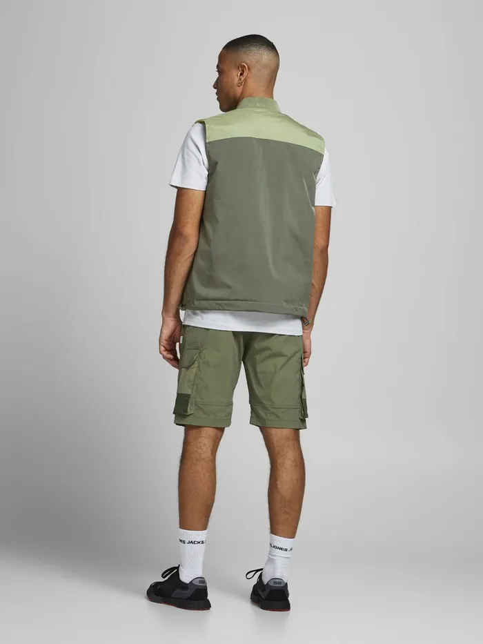 Jackets JACK and JONES Mens RIB COLLAR GILET Green Oil Green