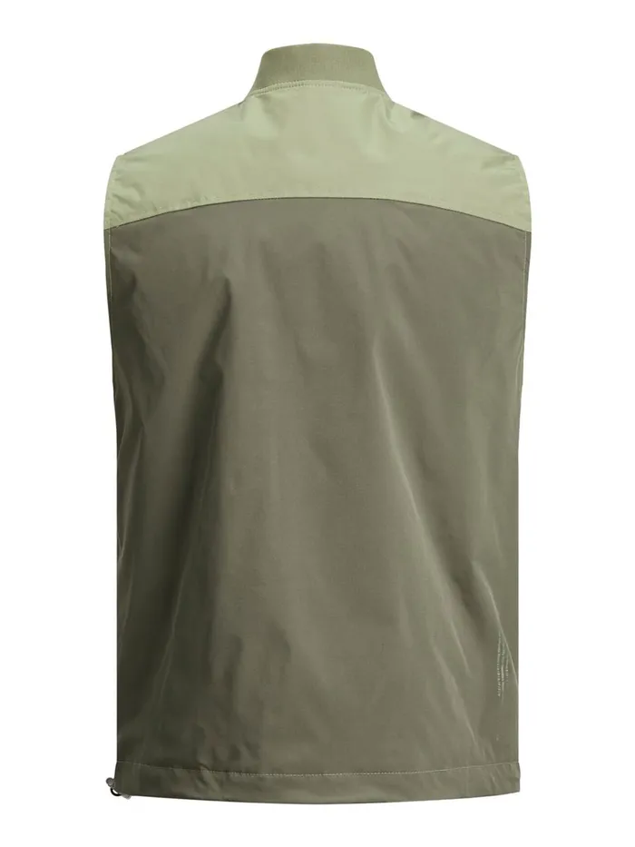 Jackets JACK and JONES Mens RIB COLLAR GILET Green Oil Green
