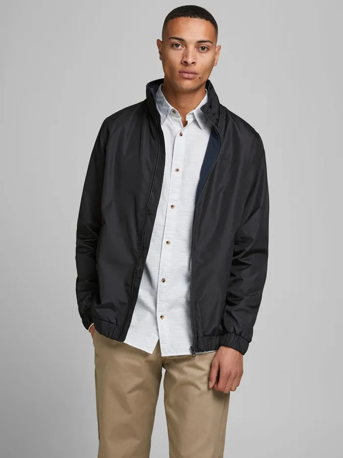 Jackets JACK and JONES Mens STAND COLLAR LIGHTWEIGHT JACKET Black Black