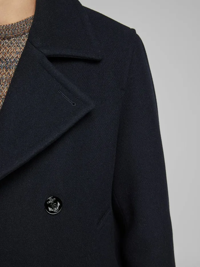 Jackets JACK and JONES Mens WOOL BLEND PEA COAT Blue Dark Navy