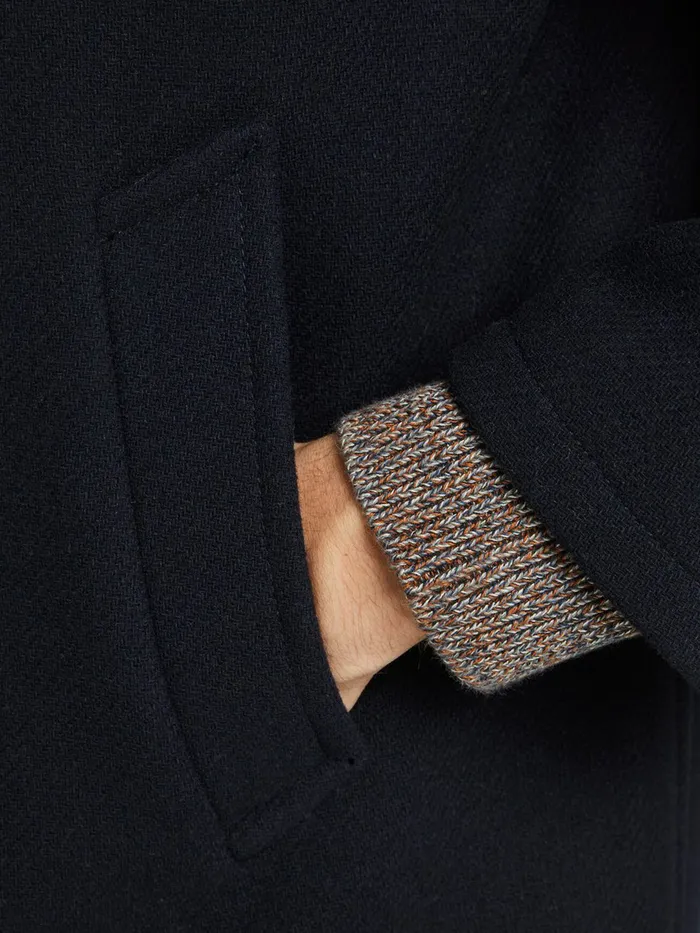 Jackets JACK and JONES Mens WOOL BLEND PEA COAT Blue Dark Navy