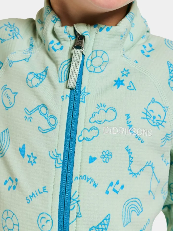 Jadis Printed Kids039 Full Zip Doodle Pale Mint Kids Didriksons Fleece and Midlayers