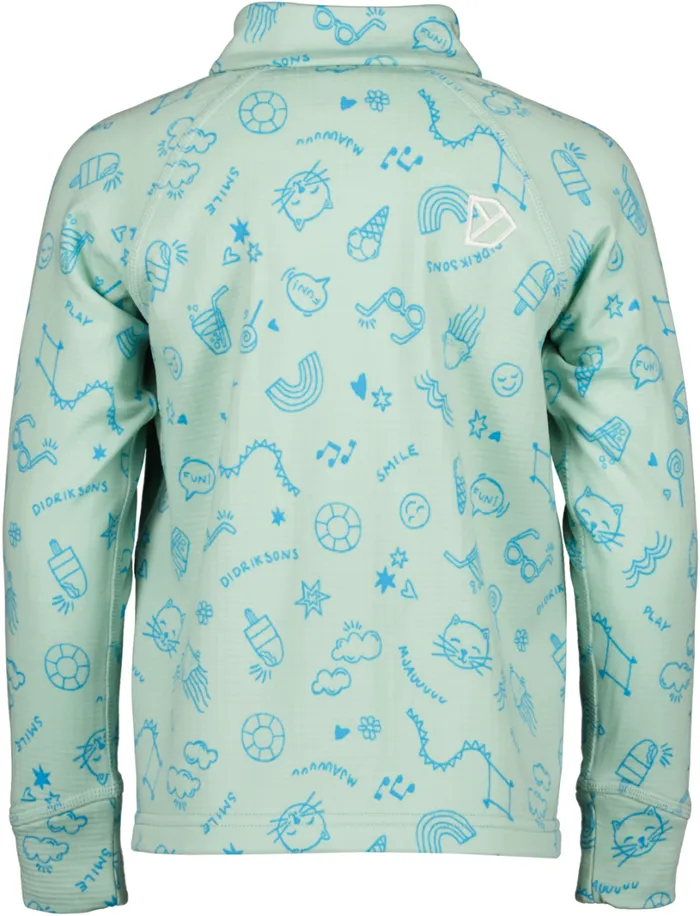 Jadis Printed Kids039 Full Zip Doodle Pale Mint Kids Didriksons Fleece and Midlayers