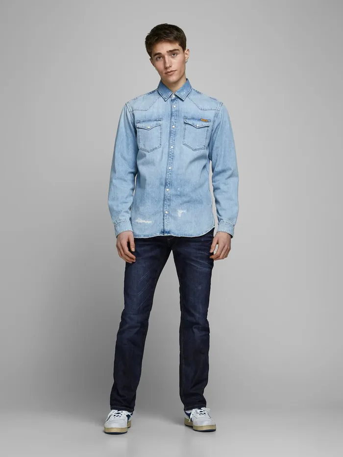 Jeans JACK and JONES Mens CLARK ORIGINAL JOS 318 REGULAR FIT JEANS Blue Blue Denim