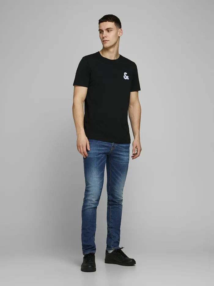 Jeans JACK and JONES Mens GLENN FOX BL 932 INDIGO KNIT SLIM FIT JEANS Blue Blue Denim