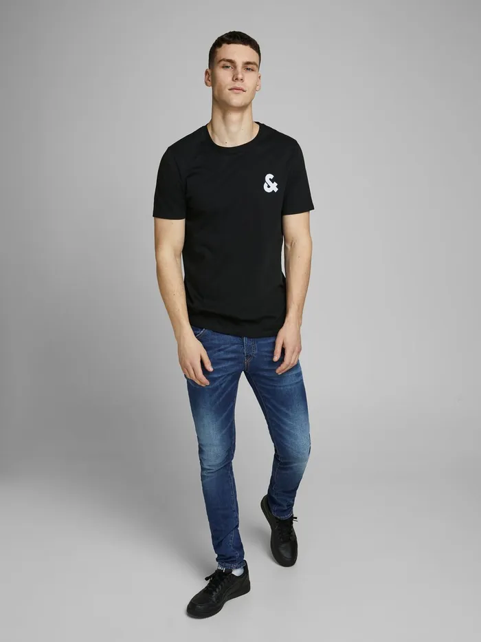 Jeans JACK and JONES Mens GLENN FOX BL 932 INDIGO KNIT SLIM FIT JEANS Blue Blue Denim