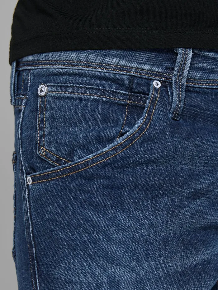 Jeans JACK and JONES Mens GLENN FOX BL 932 INDIGO KNIT SLIM FIT JEANS Blue Blue Denim