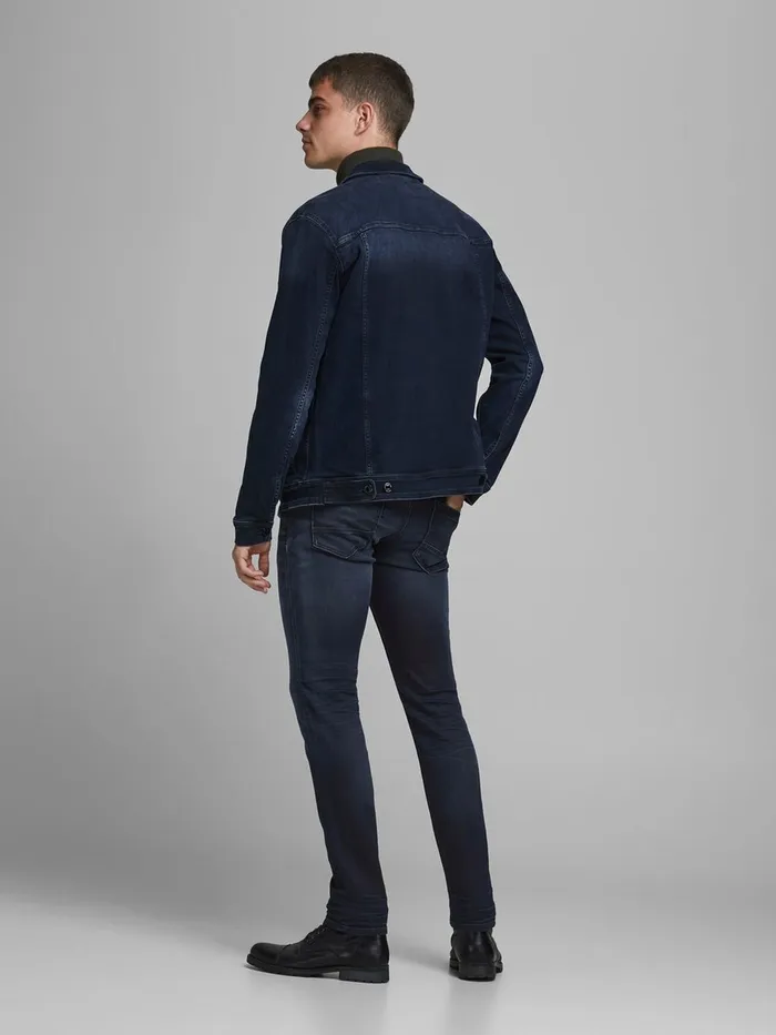 Jeans JACK and JONES Mens GLENN LEON GE 071 INDIGO KNIT SLIM FIT JEANS Blue Blue Denim