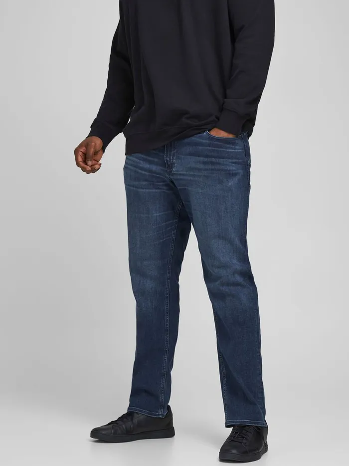 Jeans JACK and JONES Mens GLENN ORIGINAL AM 812 PLUS SIZE SLIM FIT JEANS Blue Blue Denim