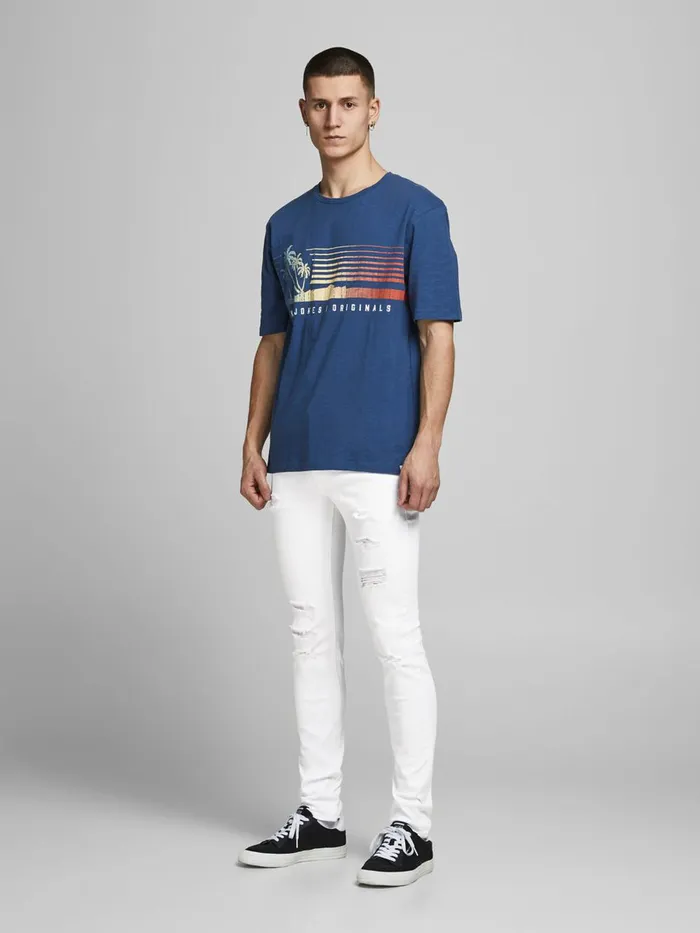 Jeans JACK and JONES Mens LIAM ORIGINAL NA 405 SKINNY FIT JEANS White White