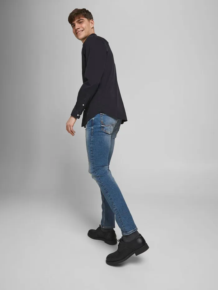 Jeans JACK and JONES Mens LIAM ORIGINAL NA SKINNY FIT JEANS Blue Blue Denim