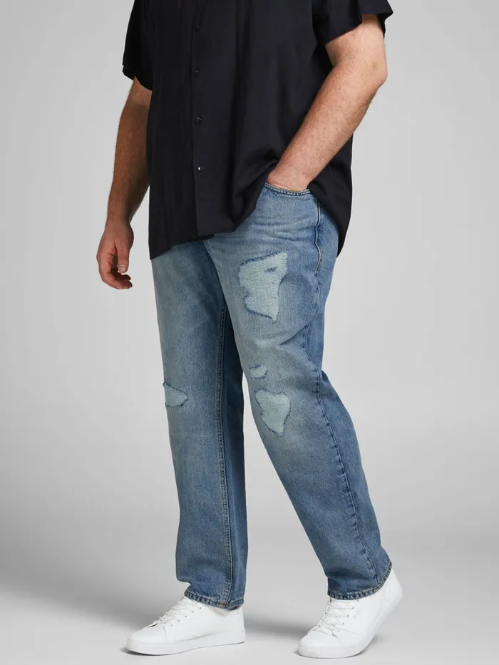 Jeans JACK and JONES Mens MIKE ORIGINAL AM 764 PLUS SIZE REGULAR FIT JEANS Blue Blue Denim