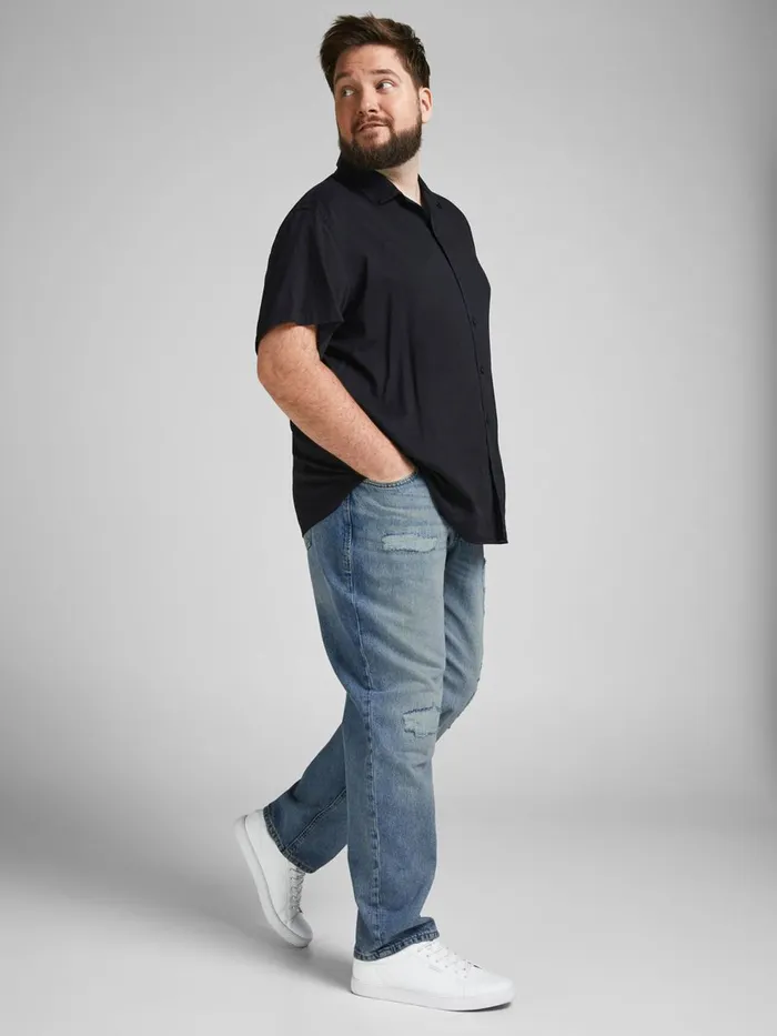 Jeans JACK and JONES Mens MIKE ORIGINAL AM 764 PLUS SIZE REGULAR FIT JEANS Blue Blue Denim
