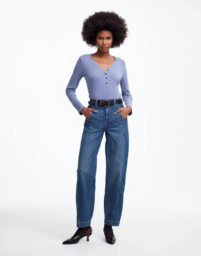 Jeans Women Madewell Tapered Denim Trousers In Concho Wash Concho Wash