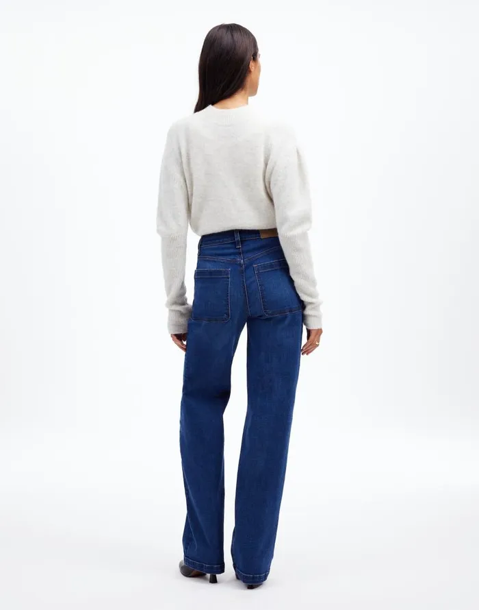 Jeans Women Madewell The Emmett WideLeg Full Length Jean Patch Pocket Edition Allentown Wash