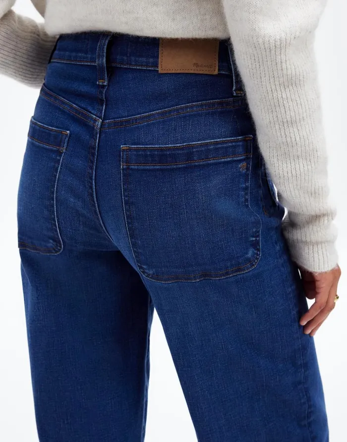 Jeans Women Madewell The Emmett WideLeg Full Length Jean Patch Pocket Edition Allentown Wash