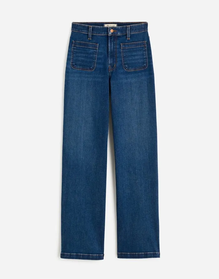 Jeans Women Madewell The Emmett WideLeg Full Length Jean Patch Pocket Edition Allentown Wash