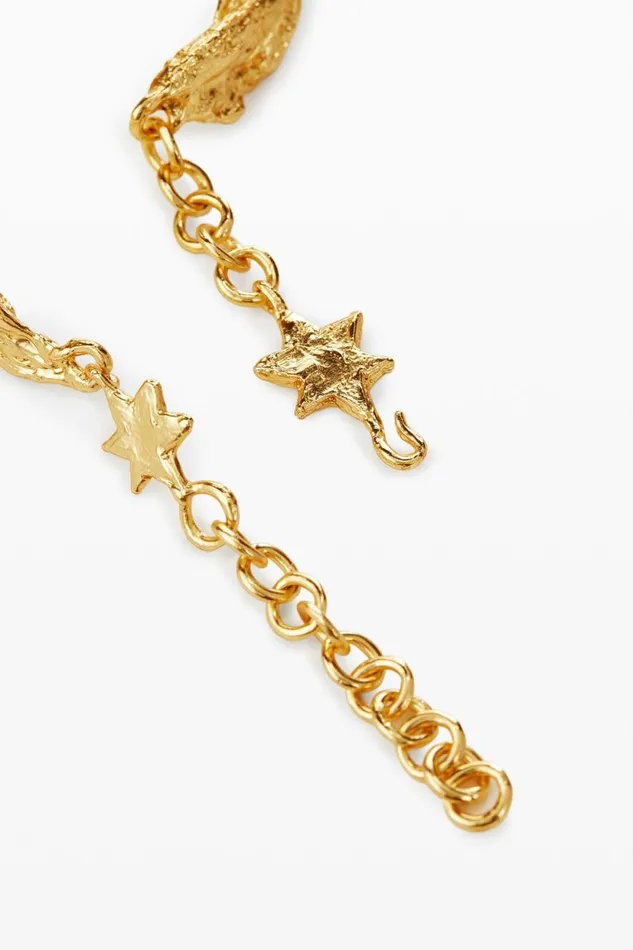 Jewelry Women Desigual Large Choker With Textures And Gold Star Zalio Materialfinishes