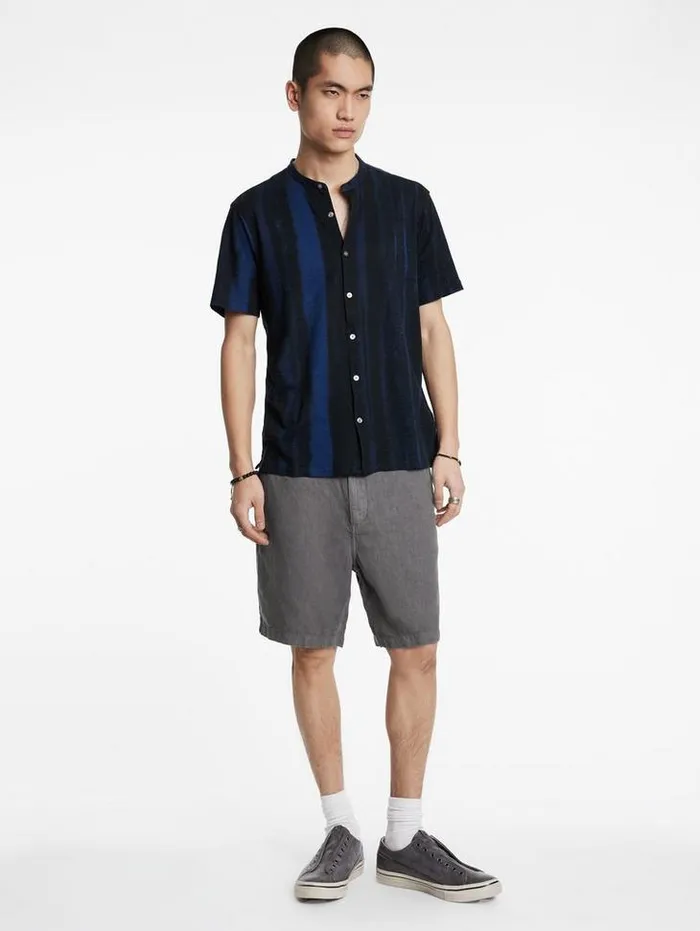 JOHNNY FLAT FRONT SHORTS Grey Stone Men John Varvatos Shorts And Swimwear