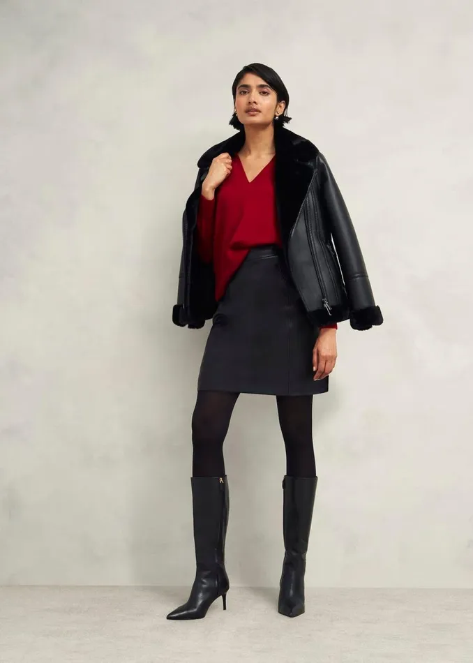 Jumpers and Cardigans Women HOBBS Lettie V Neck Jumper With Cashmere Pomegranate Red