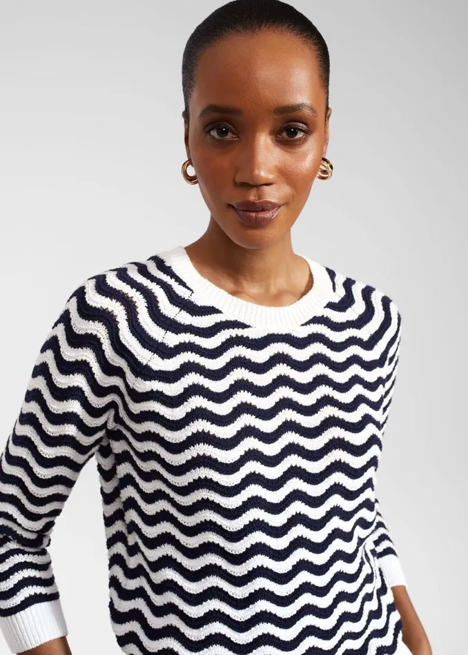 Jumpers and Cardigans Women HOBBS Lulu Cotton Jumper Navy Ivory