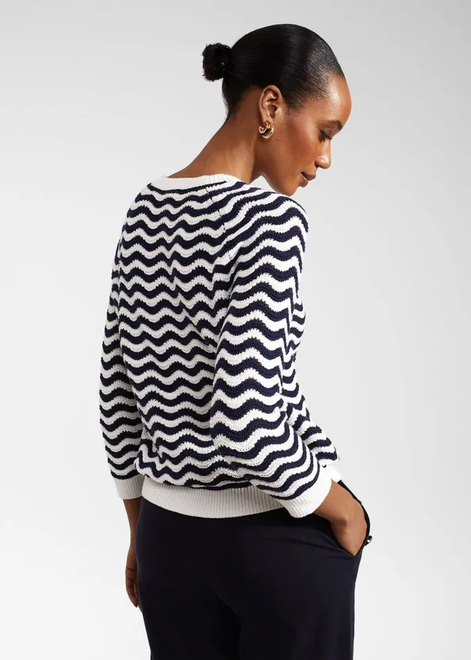 Jumpers and Cardigans Women HOBBS Lulu Cotton Jumper Navy Ivory