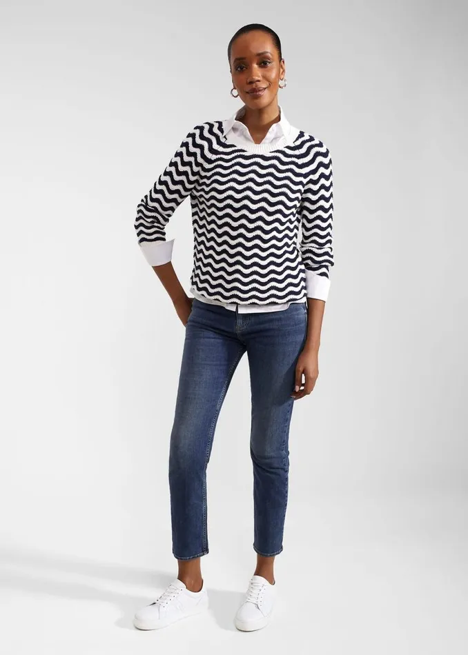 Jumpers and Cardigans Women HOBBS Lulu Cotton Jumper Navy Ivory