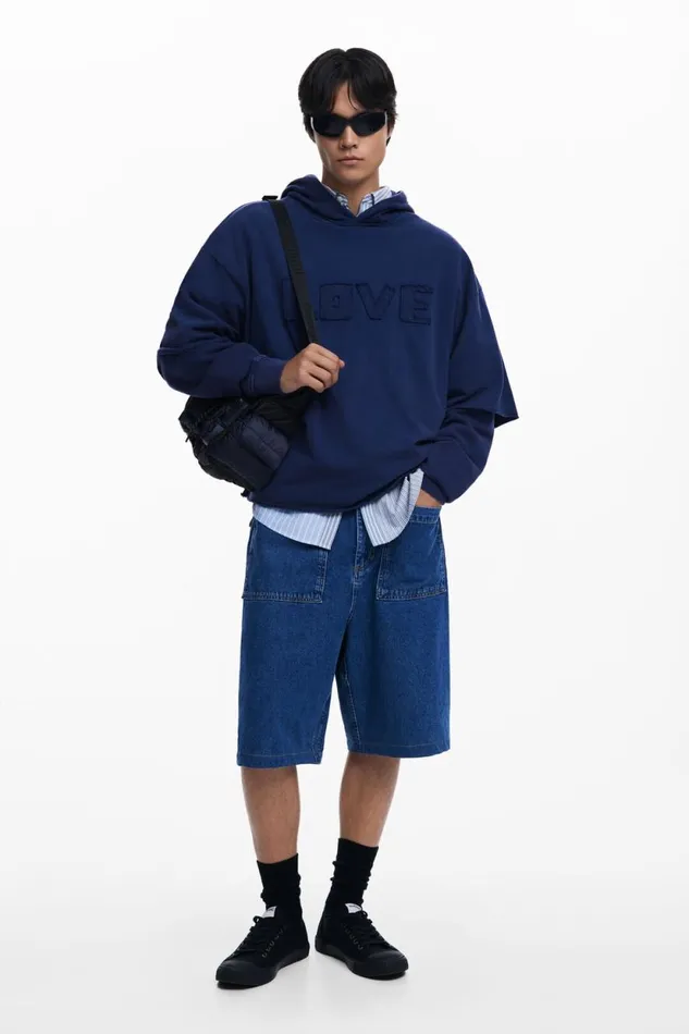 Jumpers And Sweatshirts Men Desigual Doublesleeve Sweatshirt Blue