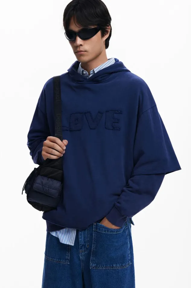 Jumpers And Sweatshirts Men Desigual Doublesleeve Sweatshirt Blue