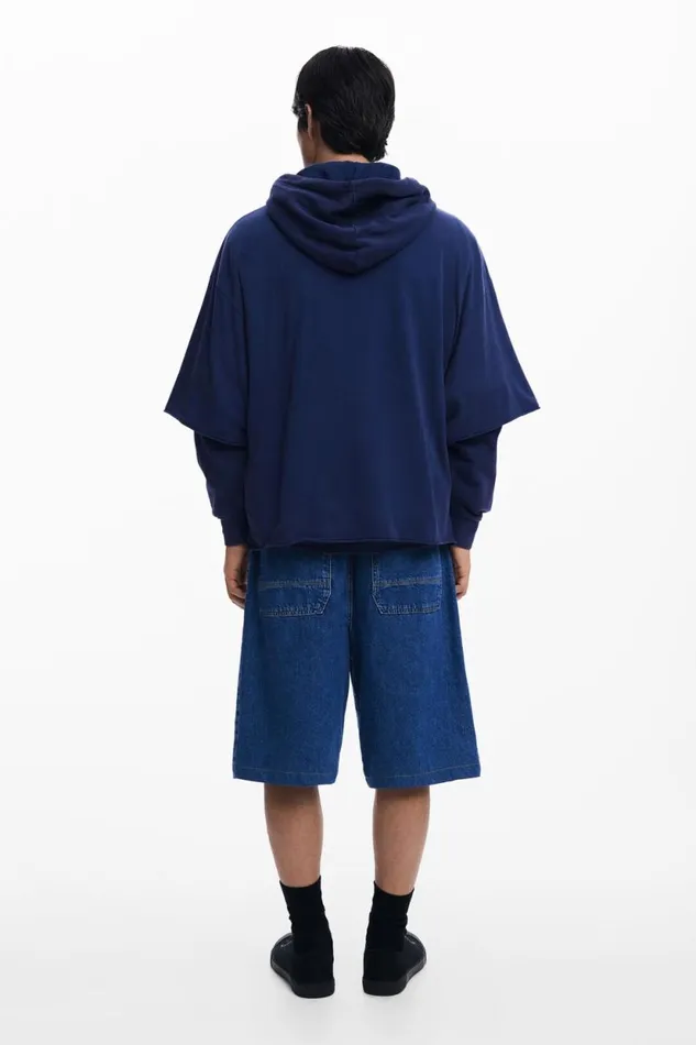 Jumpers And Sweatshirts Men Desigual Doublesleeve Sweatshirt Blue