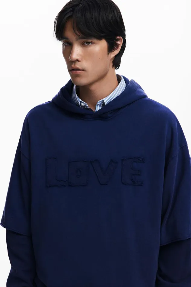 Jumpers And Sweatshirts Men Desigual Doublesleeve Sweatshirt Blue